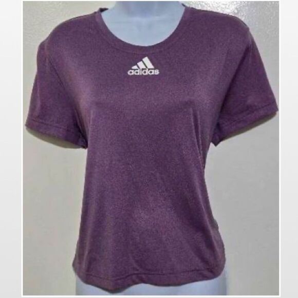 Adidas T-Shirt Top Womens Medium Purple Athletic Sports Short Sleeve Tee - Picture 1 of 14